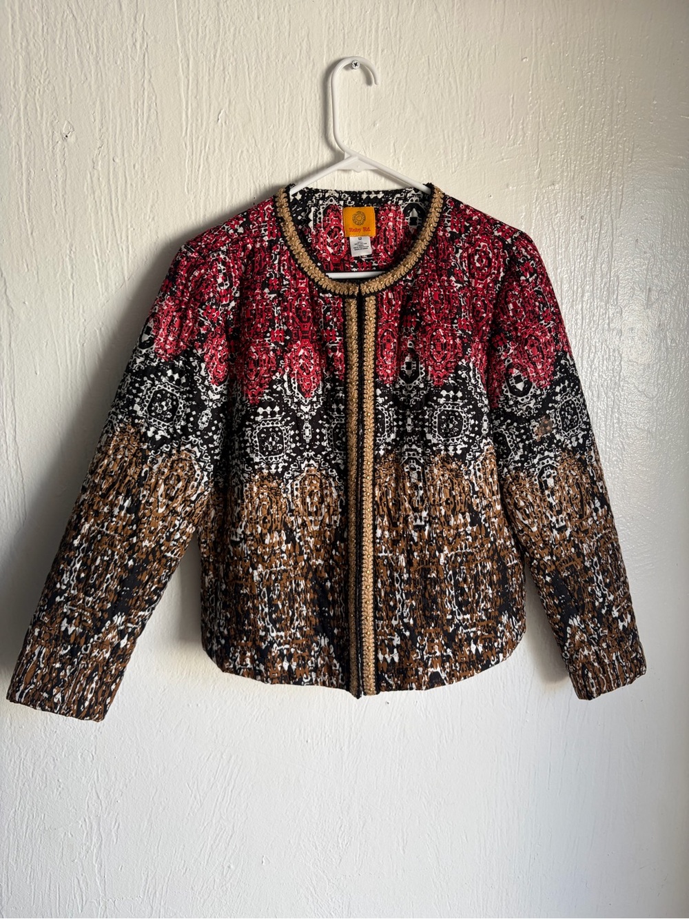 Textured Multicolor Patterned Jacket - Pink, Black & Brown
